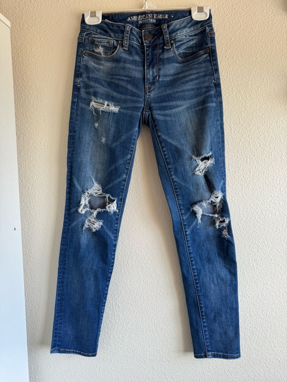 American Eagle Outfitters Women’s Ripped Skinny Jeans - Dark Blue